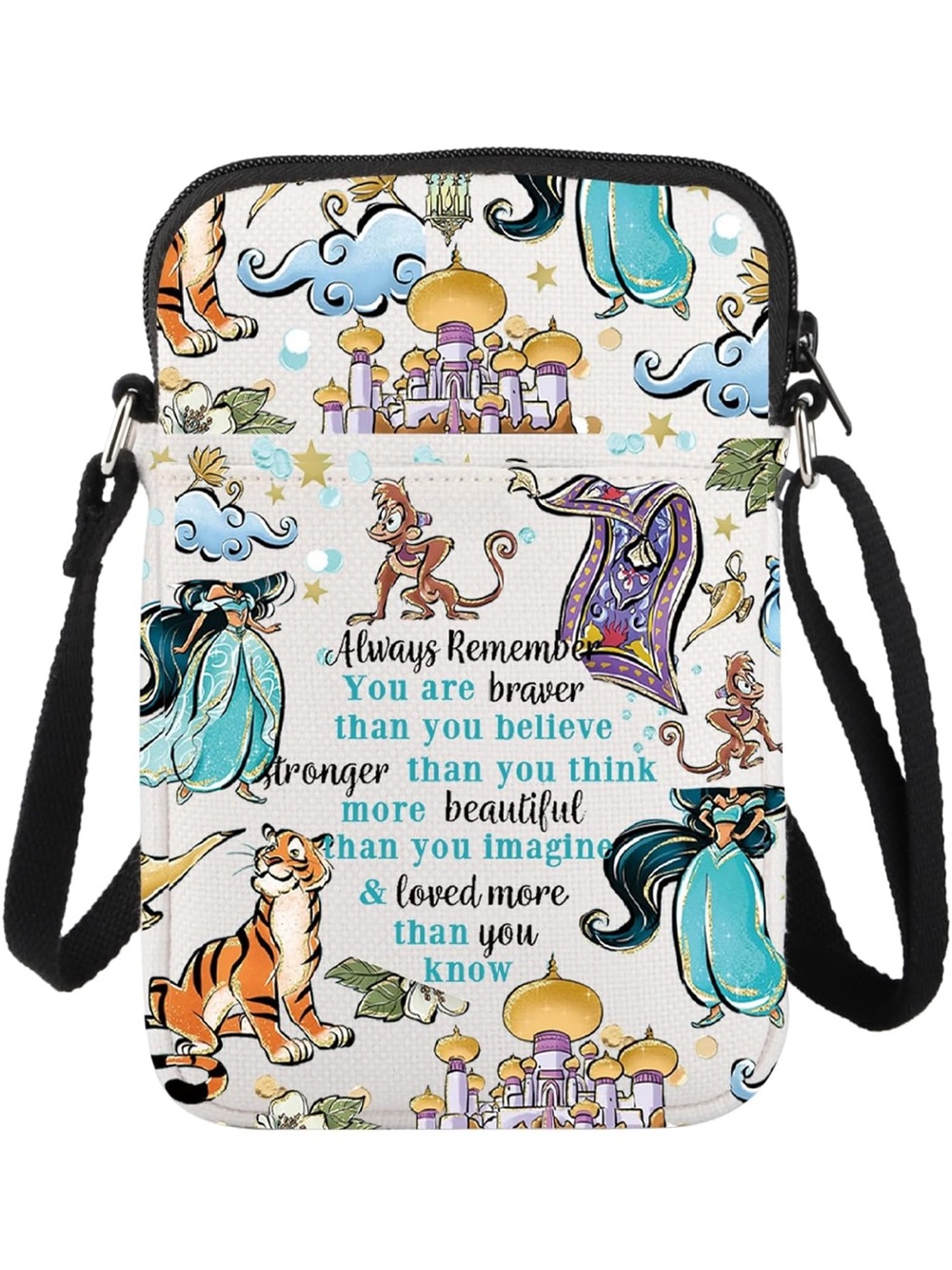Aladdin Crossbody Bag in White with Multicolor Print